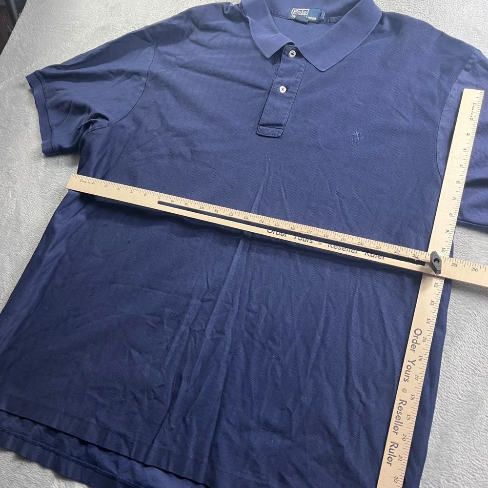 Polo Ralph Lauren Mens‎ 3XB Big Navy Blue Herringbone Short Sleeve Polo Shirt